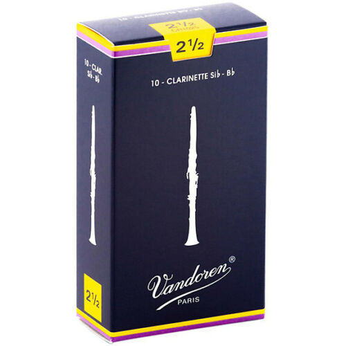 Vandoren 10 Pack Traditional Bb Clarinet Reeds # 2.5 Strength 2 1/2 Cr1025