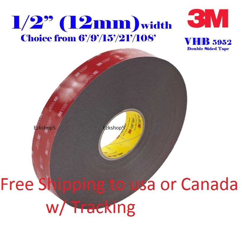 3m 1/2" X 9/15/21/108 Vhb Double Sided Foam Adhesive Tape 5952 Gopro Action Can