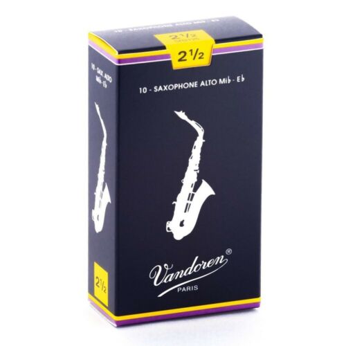 Vandoren 10 Pack Traditional Alto Saxophone Reeds # 2.5 Strength 2 1/2 Sr2125