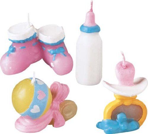 Wilton Baby Things 4 Candles Botties Rattle Baby Shower Birthday Cake Decoration