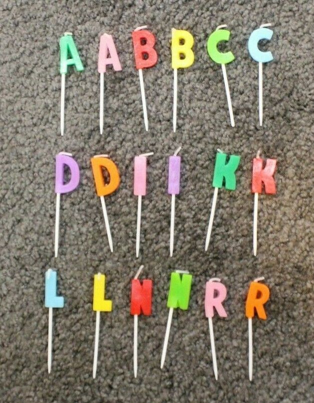 Birthday Pick Candle - Letter Alphabet Red Green Yellow Blue Purple Pink Orange