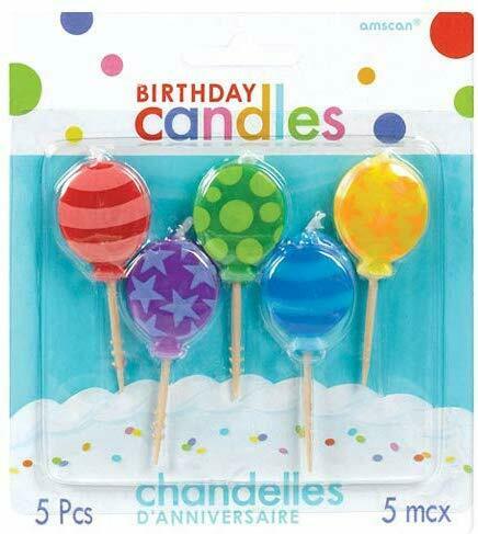 Amscan Balloon Toothpick Birthday Candle 5 Pieces 170128 Multi Color 11pk