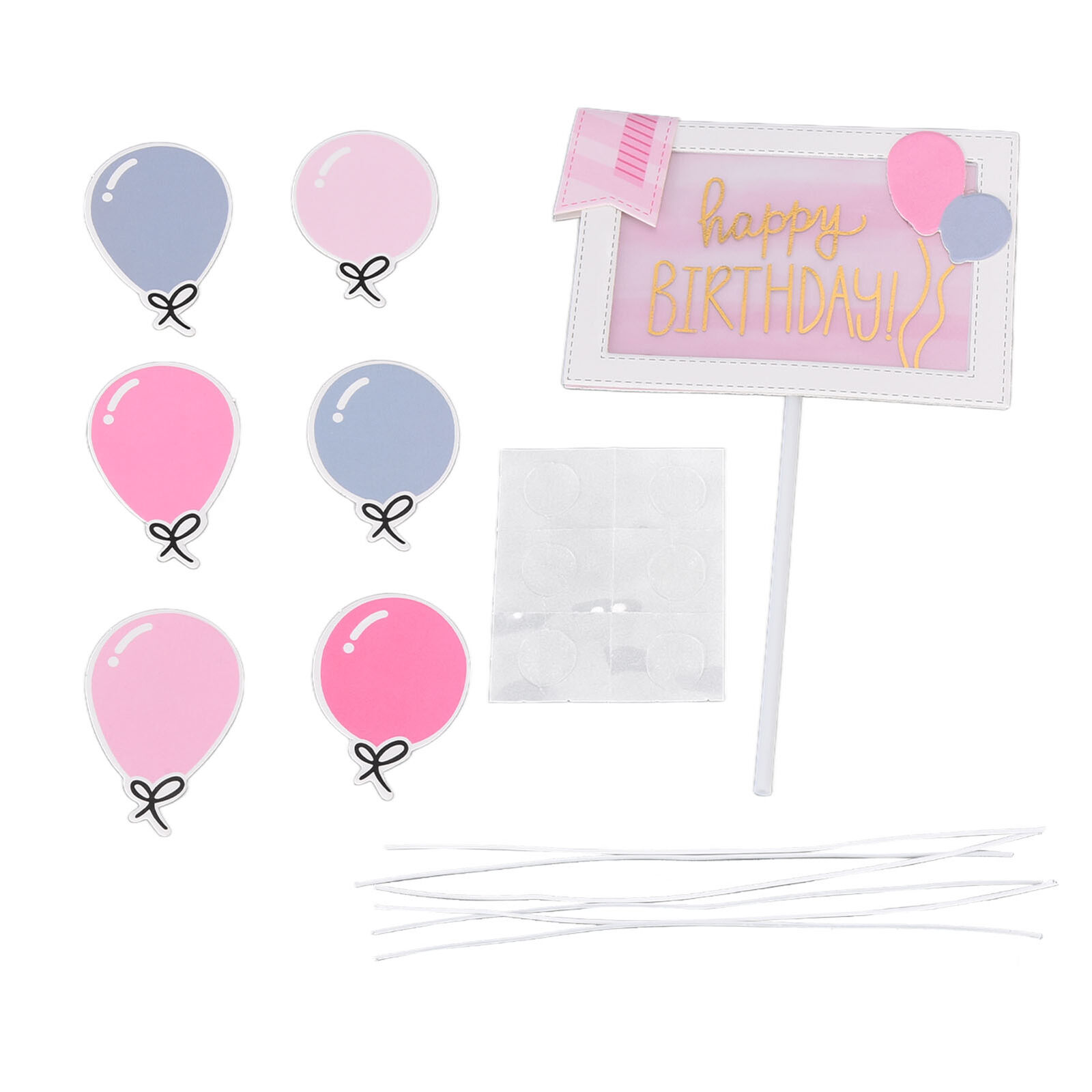 2 Pcs Birthday Cake Insert Girl Birthday Party Cake Letter Card(pink)