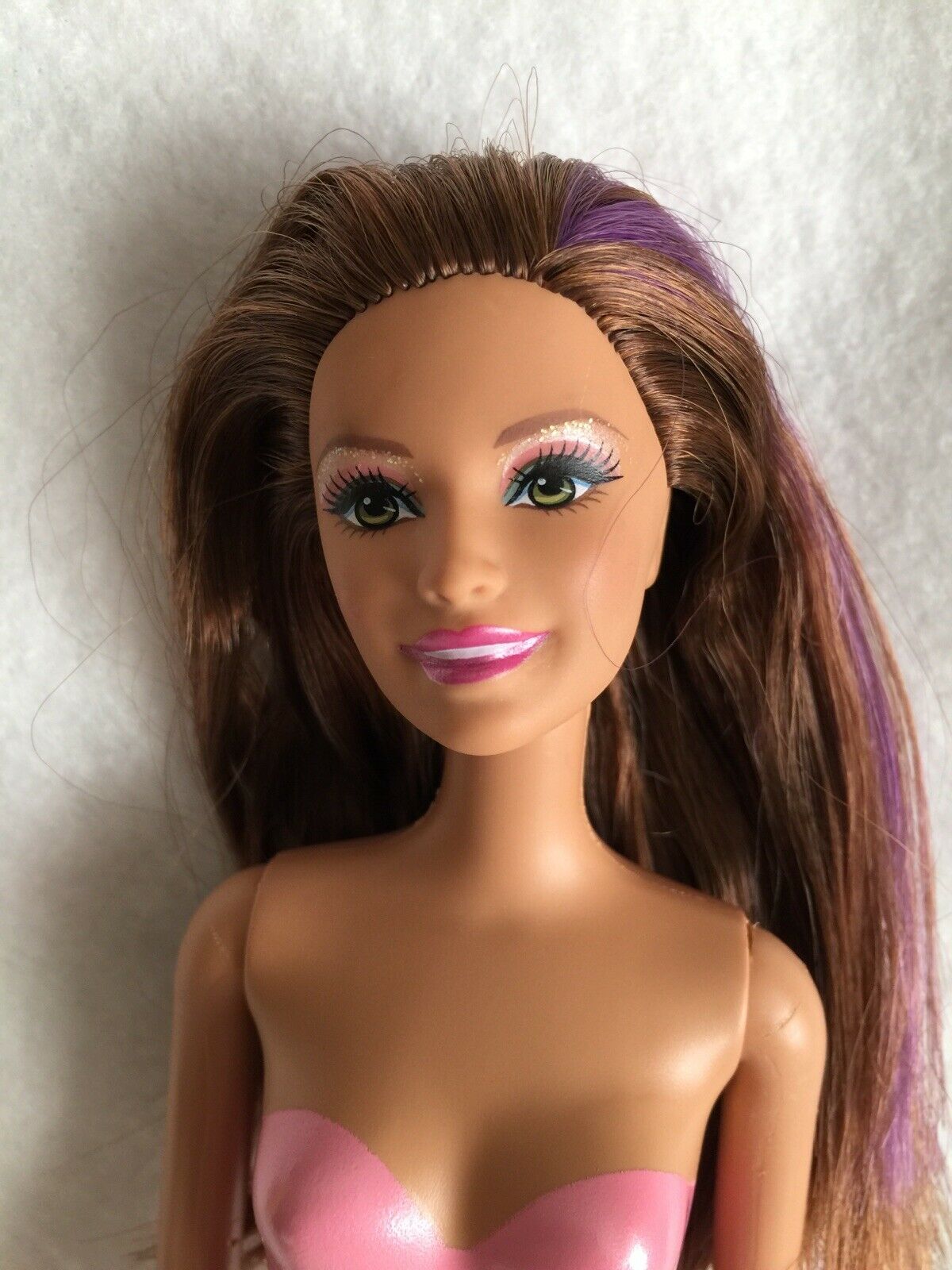 2003 Barbie Fairytale Princess Teresa Doll Brunette With Purple Streaks