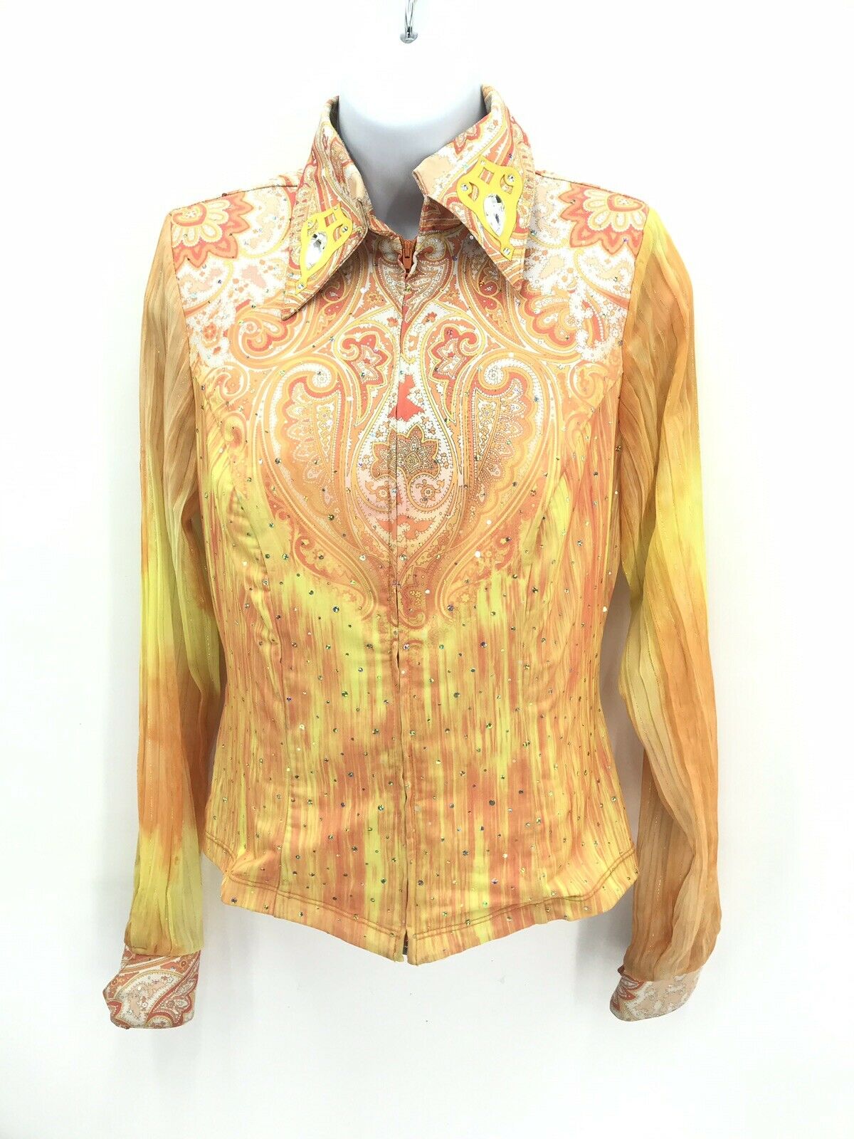 Womens Xs Hobby Horse Limited Edition Western Show Shirt Zip Colorful